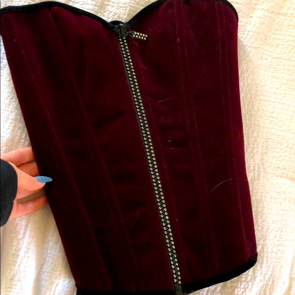 Maroon velvet corset